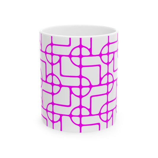 SIGNATURE DINK PATTERN CERAMIC MUG HOT FUSCHIA