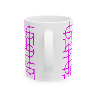 SIGNATURE DINK PATTERN CERAMIC MUG HOT FUSCHIA