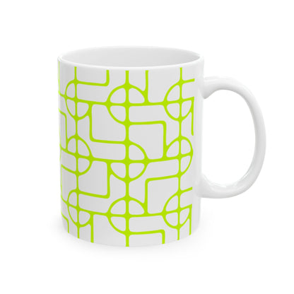 SIGNATURE DINK PATTERN CERAMIC MUG NEON YELLOW GREEN 1