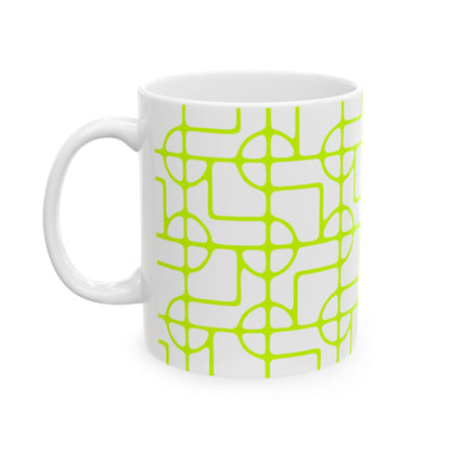 SIGNATURE DINK PATTERN CERAMIC MUG NEON YELLOW GREEN 1