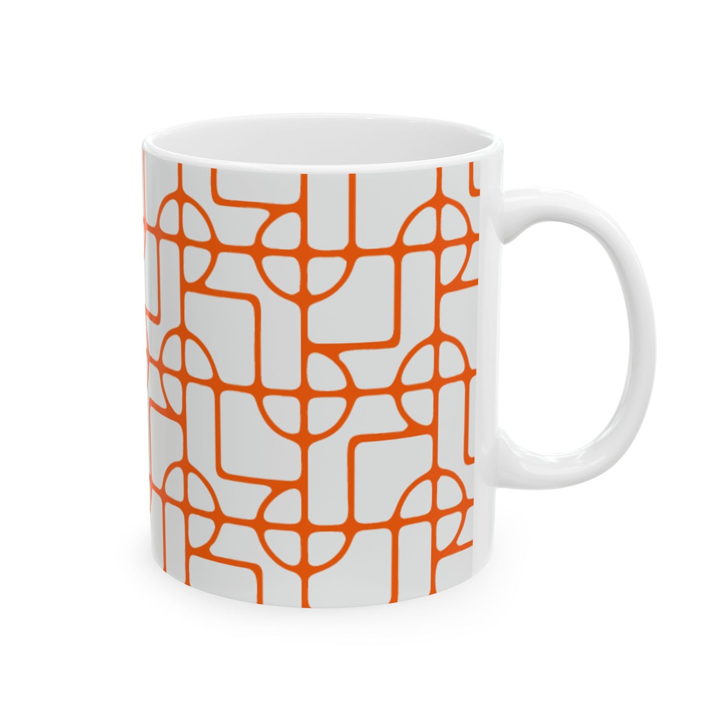 SIGNATURE DINK PATTERN CERAMIC MUG NEON ORANGE