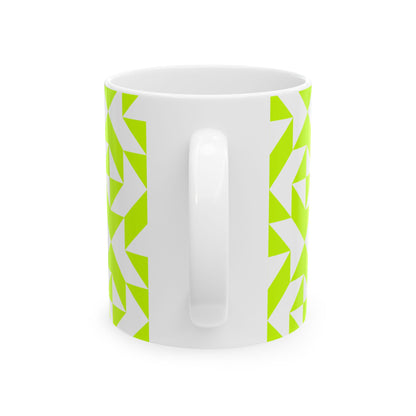 PADINKO PATTERN CERAMIC MUG BRIGHT NEON YELLOW GREEN 1