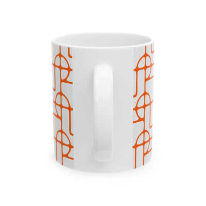 SIGNATURE DINK PATTERN CERAMIC MUG NEON ORANGE