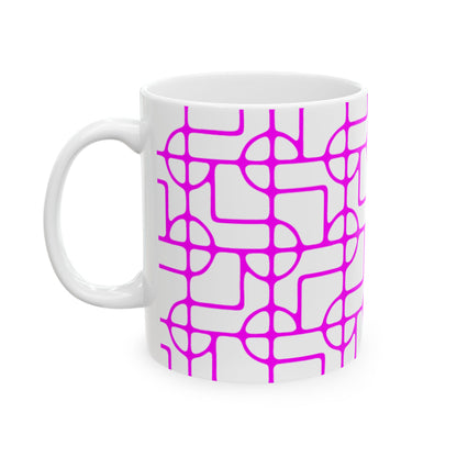 SIGNATURE DINK PATTERN CERAMIC MUG HOT FUSCHIA