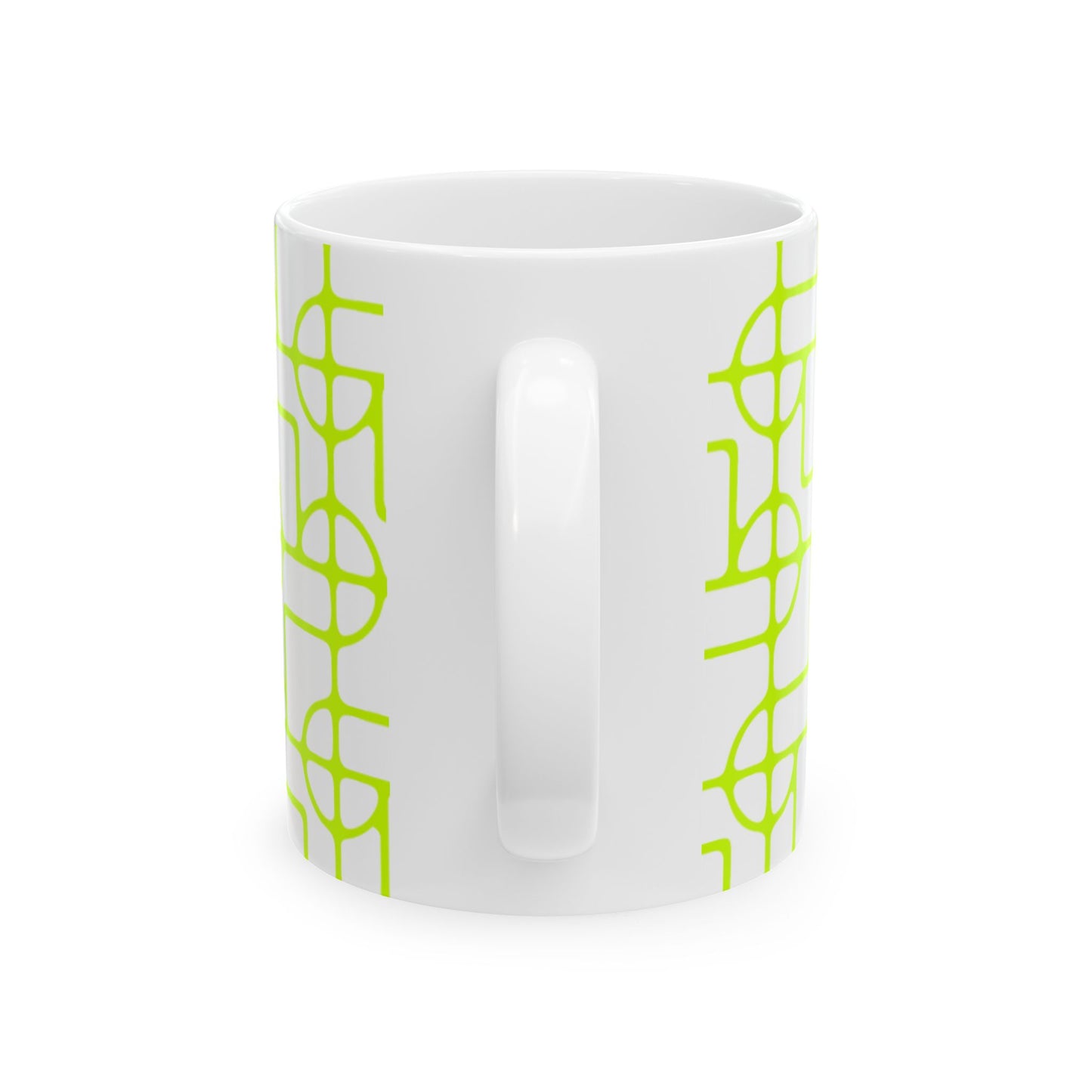 SIGNATURE DINK PATTERN CERAMIC MUG NEON YELLOW GREEN 1