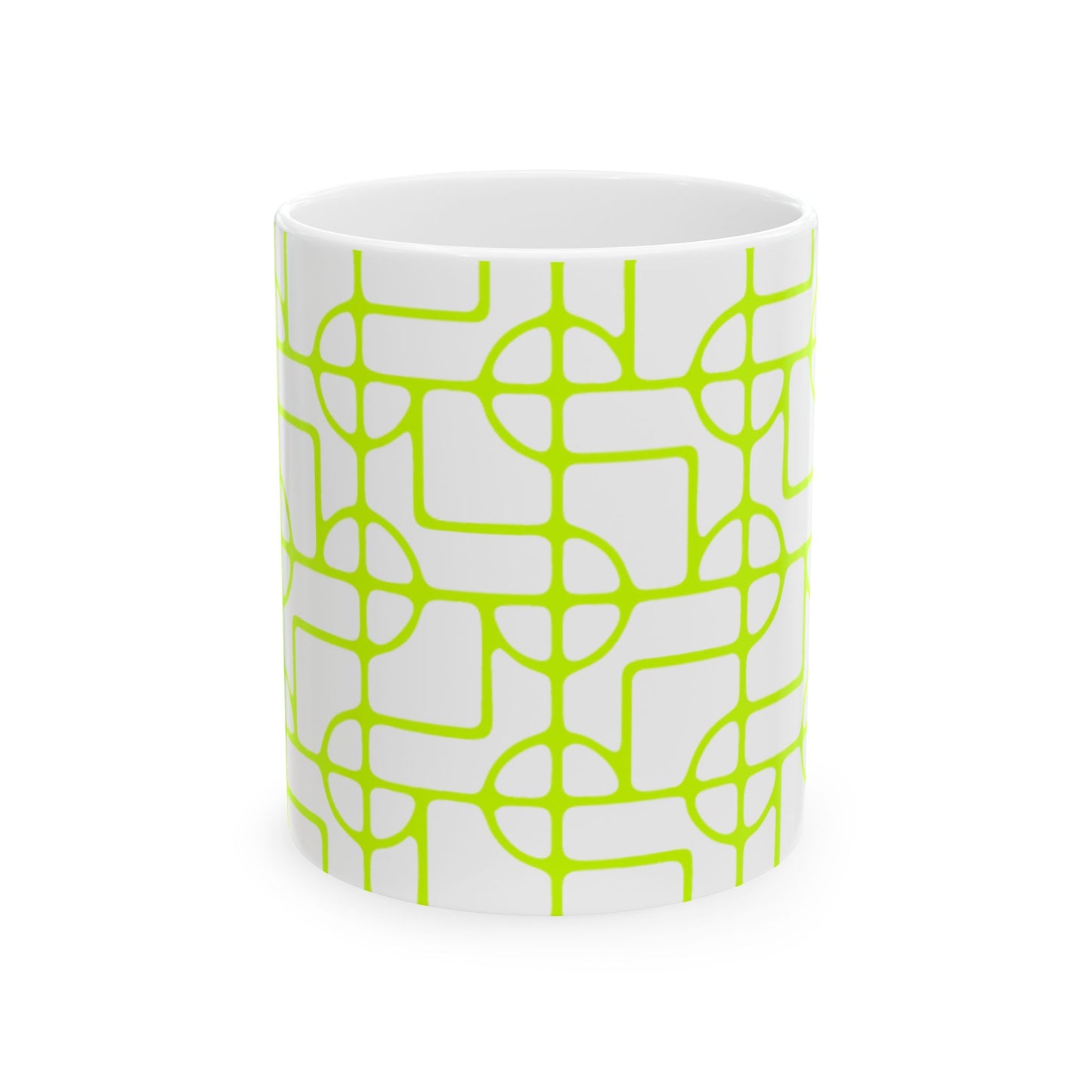 SIGNATURE DINK PATTERN CERAMIC MUG NEON YELLOW GREEN 1