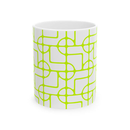 SIGNATURE DINK PATTERN CERAMIC MUG NEON YELLOW GREEN 1