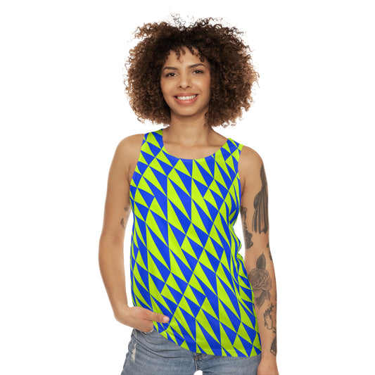 ONDA SQUISH PATTERN TANK ROYAL AND NEON GREEN